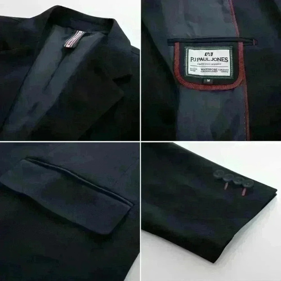 PAUL JONES | Men's  Black Two Button Down Long Sleeved Fitted Sports Blazer - Picture 2 of 9